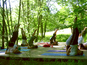Yoga on the yoga deck